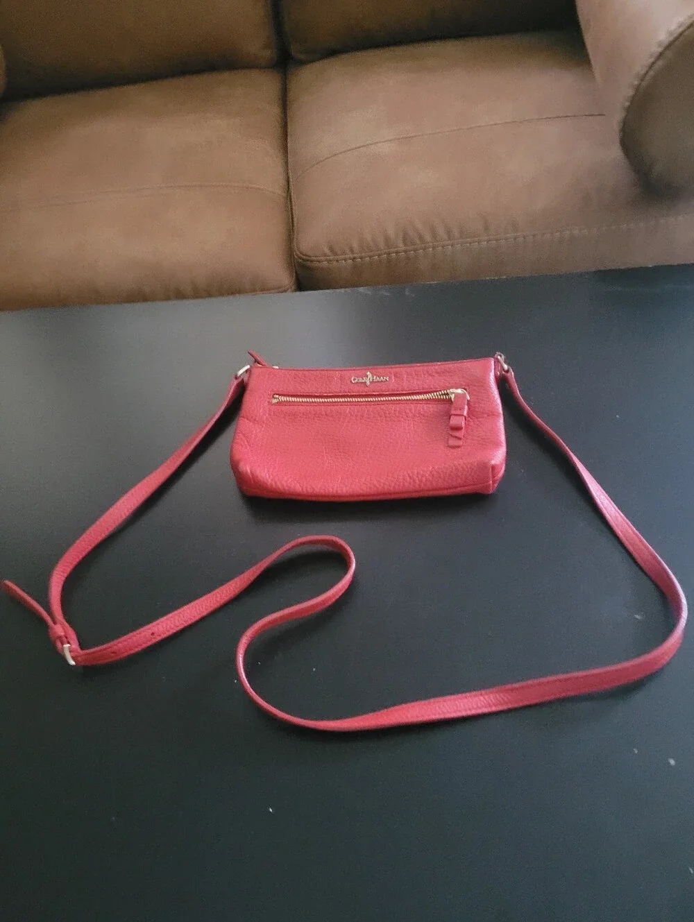 Cole Haan Red Pebbled Leather Crossbody Wristlet